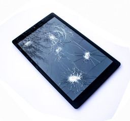Shattered Broken iPad Tablet Screen On White Background