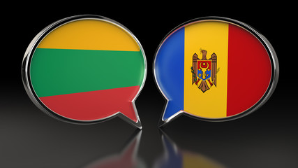 Obraz premium Lithuania and Moldova flags with Speech Bubbles. 3D illustration
