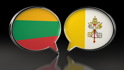 Obraz premium Lithuania and Vatican City flags with Speech Bubbles. 3D illustration