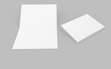 A3 A4 A5 half-fold or by-fold brochure blank white template for mock up and presentation design. 3d illustration
