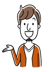若い男性：案内、紹介