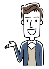 若い男性：案内、紹介