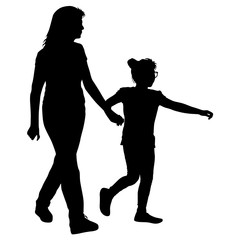 Silhouette of happy family on a white background