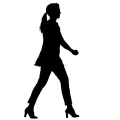 Silhouette of People Standing on White Background