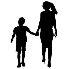 Silhouette of happy family on a white background