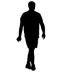 Silhouette of People Standing on White Background