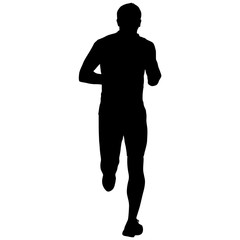 Black Silhouettes Runners sprint men on white background