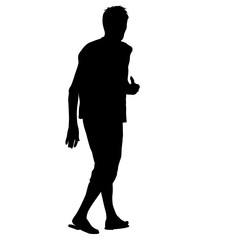 Silhouette of People Standing on White Background