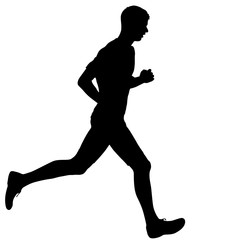 Black Silhouettes Runners sprint men on white background