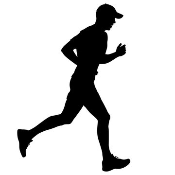 recommend clip art: Black Silhouettes Runners sprint men on white background