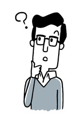 若い男性：疑問、考える