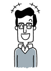 若い男性：笑う