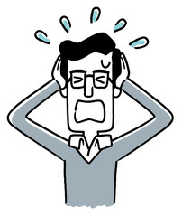 若い男性：パニック、混乱