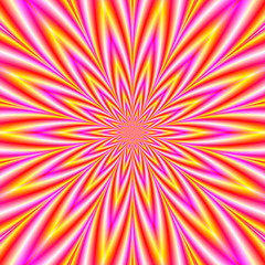 Star in Yellow Red White and Violet / An abstract fractal image with an optically challenging star design in yellow, red white and violet. - 248316780