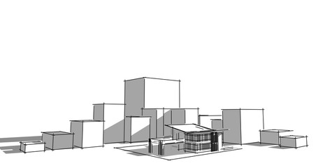 Abstract architectral drawing sketch,Illustration