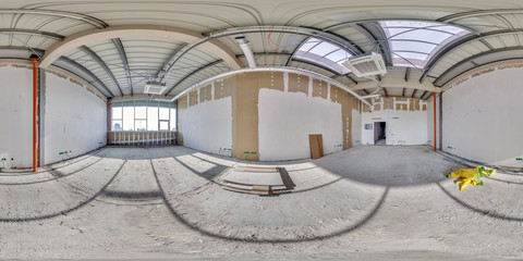 full seamless spherical hdri panorama 360 angle view in interior of empty modern white loft room...