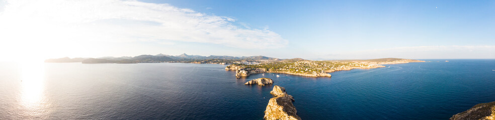 Aerial view, Islas Malgrats at dusk, Santa Ponsa, Calvia region, Mallorca, Balearic Islands, Spain
