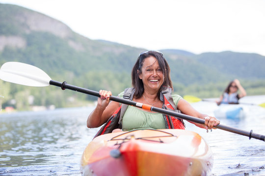 Happy Women Kayaking