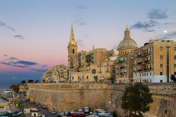 Sunset in the capital city of Malta, Valletta, known as Il-Belt in Maltese