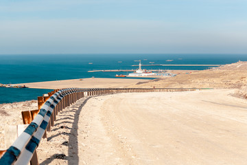 View on the sea with the cargo ships and vessels