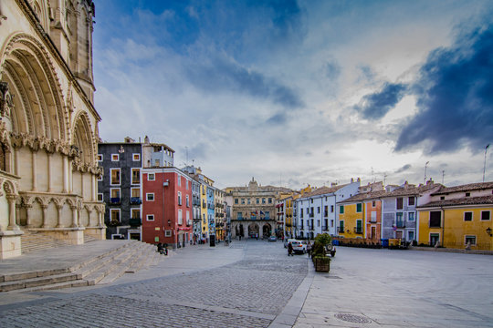 the buildings in the Plaza Mayor square of the city of Cuenca