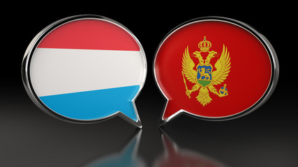 Luxembourg and Montenegro flags with Speech Bubbles. 3D illustration