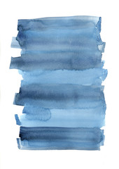 Abstract grey and indigo blue color field  watercolor hand painting on white paper for decoration on artwork advertising 