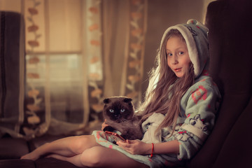 young woman with her cat