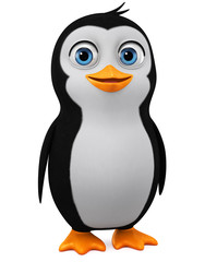 Cartoon penguin character on white background. 3d rendering illustration.