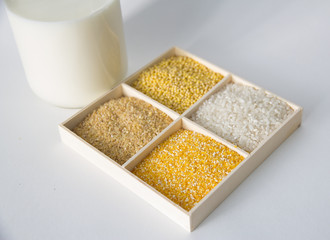 Corn grits, wheat, rice, millet and milk