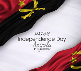 Vector illustration of Happy . Waving flags isolated on gray background, angola,11 november,independen.