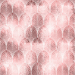 Seamless rose gold art deco pattern. Geometric vintage pink background