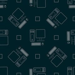 technology print. seamless pattern with desktop pc. computer