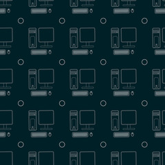 The computer line icon. seamless Vector pattern