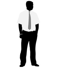 Silhouette businessman man in suit with tie on a white background