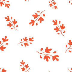 Hand drawn orange leaves seamless pattern