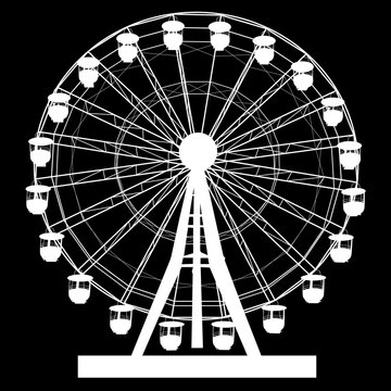recommend clip art: Silhouette atraktsion colorful ferris wheel on black background illustration