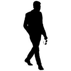 Silhouette businessman man in suit on a white background