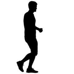 Silhouette of People Standing on White Background