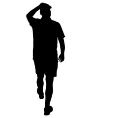 Silhouette of People Standing on White Background