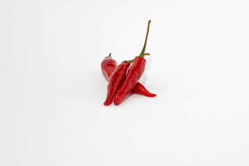 red chili peppers isolated on white background