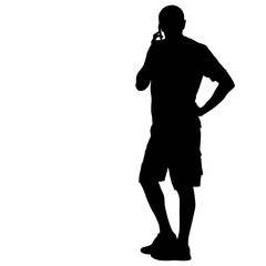 Silhouette of People Standing on White Background