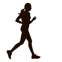 Black Silhouettes Runners sprint men on white background