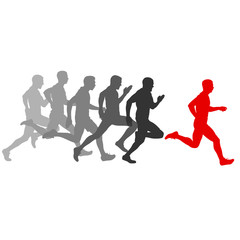 Fototapeta na wymiar Set silhouettes runners sprint men on a white background