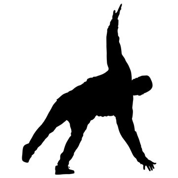 Black Silhouettes breakdancer on a white background