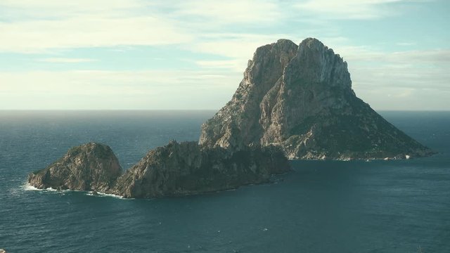 The island of Es vedra at sunset in Ibiza
