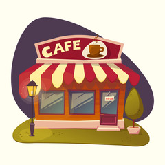 Cafe. Facade of a cafe - vector illustration