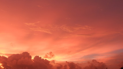 the view of the sky is reddish blue at sunset