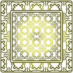 Obraz premium Template Print For Fabric. Pattern Of Geometric Ornament With Border. Illustration. Seamless. For Print Bandana, Shawl, Carpet. Olive gradient color