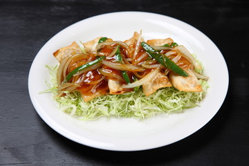 棒餃子の甘酢あんかけ
